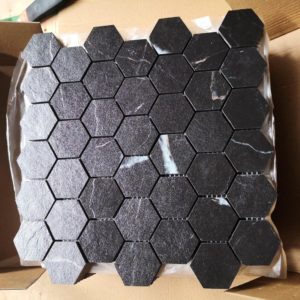 Super Black Marble Slate Hexagon Mosaic