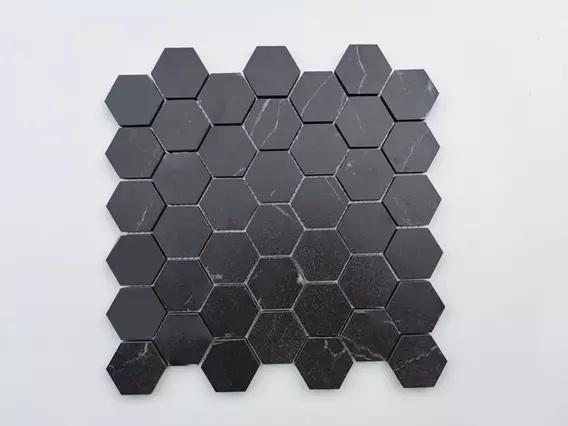 Super Black Wood Skin Hexagon Porcelain Mosaic photo 3