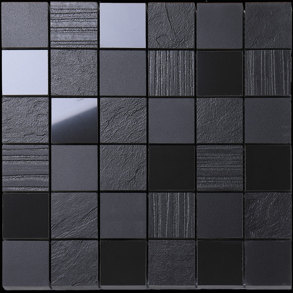 Super Black Wood Skin Hexagon Porcelain Mosaic photo 4
