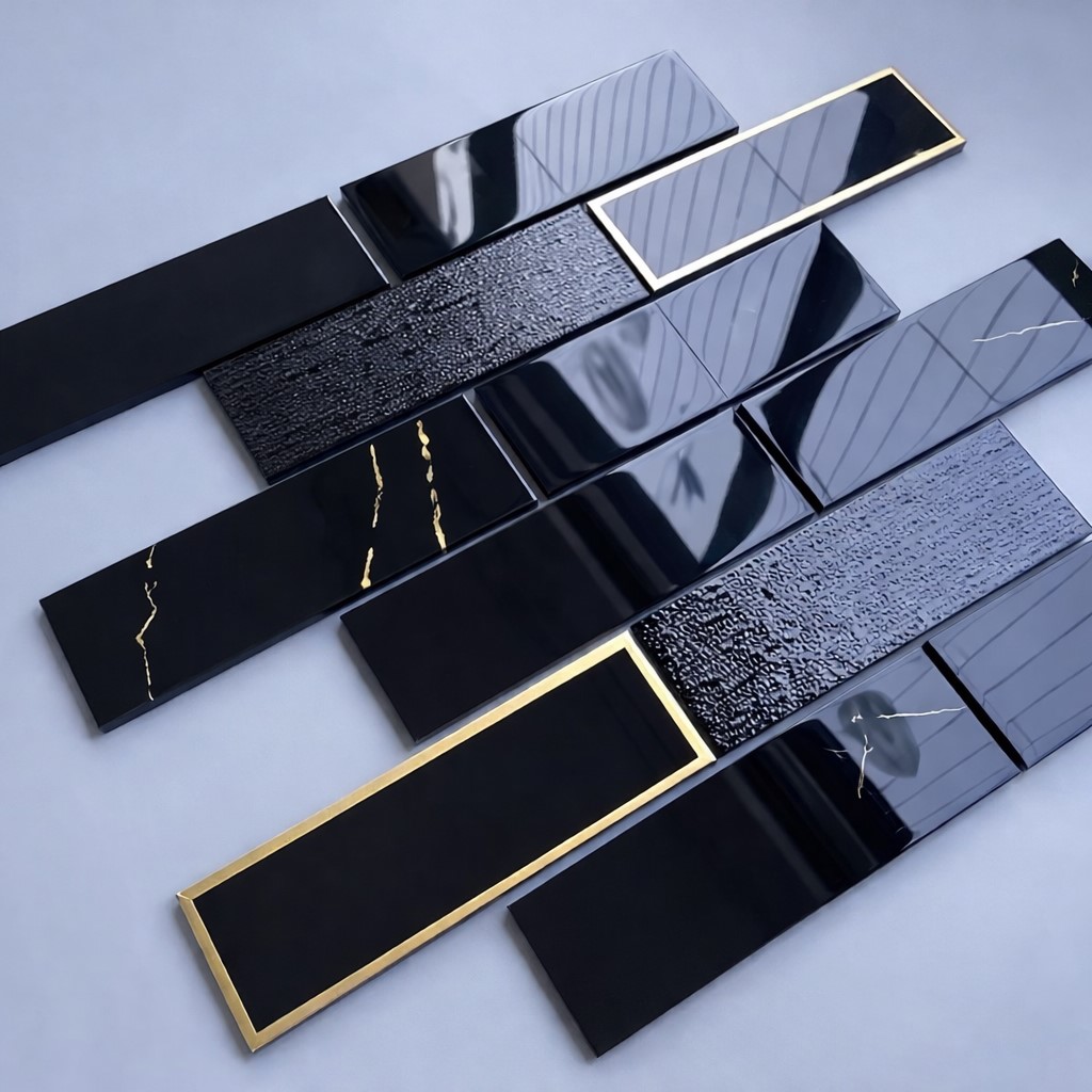 Eternity Black Gold Glass Mosaic