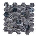 Pietra Black Hexagon Stone & Glass Mosaic
