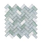 New York Sky Herringbone Glass & Marble Mosaic
