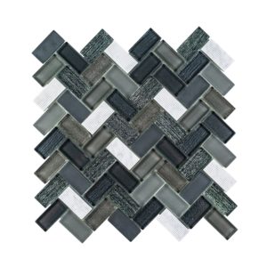 New York Multi Grey Herringbone Glass & Marble Mosaic