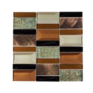 Rose Gold Glass & Stainless Stacked Mosaic